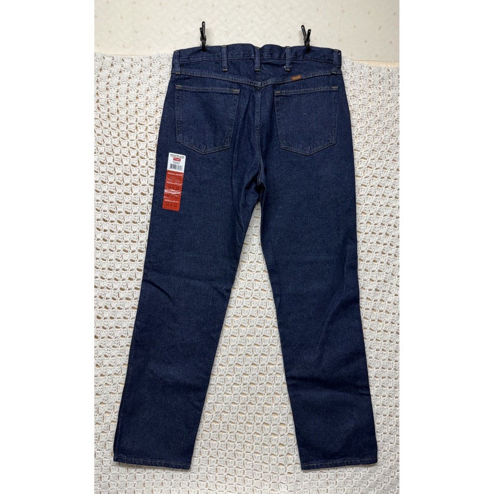 Rustler Jeans Men's 34x32 Dark Blue Denim Straight Leg 100% Cotton 1087619PW